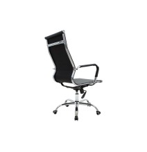 Sillón de Dirección en Piel Sintética Negro, Silla de oficina - 55,5x58x108 cm.