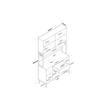 Buffet con Estante en Melamina Blanca, 120x40x189.6 cm - Estantería de Cocina con Múltiples Espacios de Almacenaje