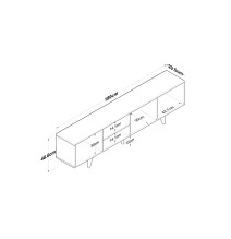 Mueble TV Antracita Nogal Melamina Natural - Patas Madera - 180x29.7x48.6 cm - 3 Cajones y Estantes.