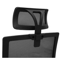 Silla de Oficina Giratoria,Ergonómica con Malla, Asiento 55 cm, Apoyabrazos en Color Negro