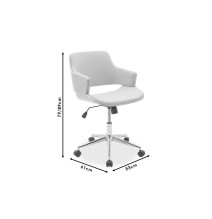 Sillón de Dirección Blanco en Piel Sintética y Madera Natural - 89/79 x 61 x 53 cm - Patas Metálicas